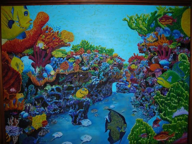 Malarstwo zatytułowany „Caribbean Reef” autorstwa Paul Trammell, Oryginalna praca