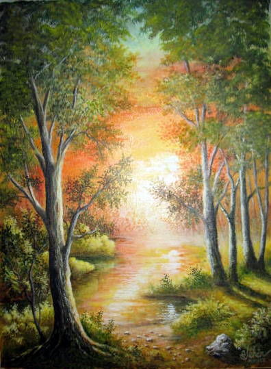 Painting titled "Le soleil se lève s…" by Gérard Jéhin, Original Artwork, Oil