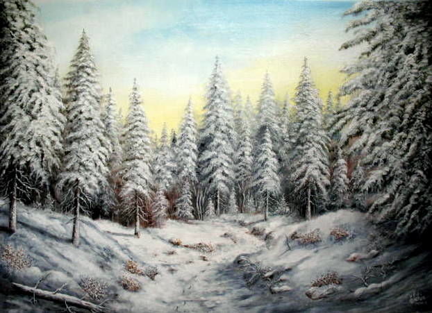 Peinture intitulée "L'hiver est arrivé…" par Gérard Jéhin, Œuvre d'art originale, Huile