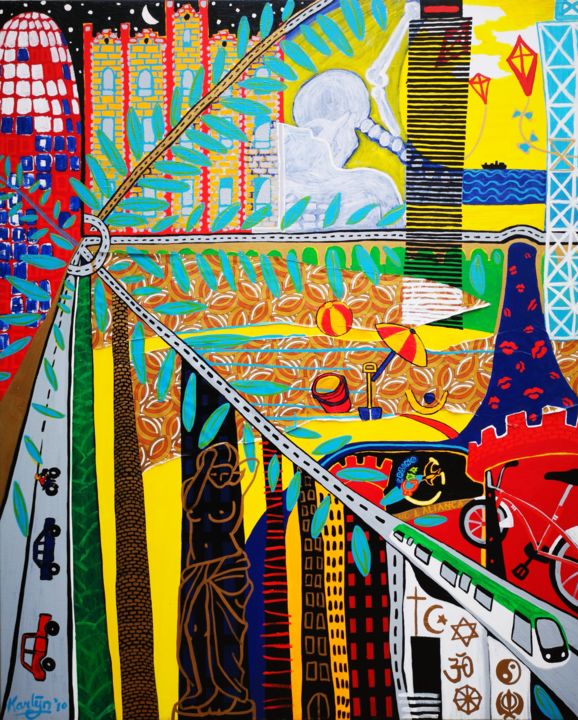 Peinture intitulée "Barcelona Districts…" par Karlijn Surminski, Œuvre d'art originale, Acrylique Monté sur Aluminium