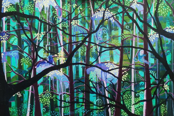 Картина под названием "Costa Rica I" - Karlijn Surminski, Подлинное произведение искусства, Масло Установлен на Деревянная р…
