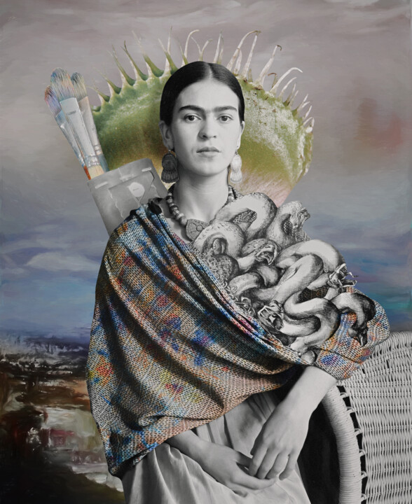 Gravures & estampes intitulée "Portrait of Frida" par Tan Tolga Demirci, Œuvre d'art originale, Tirage argentique