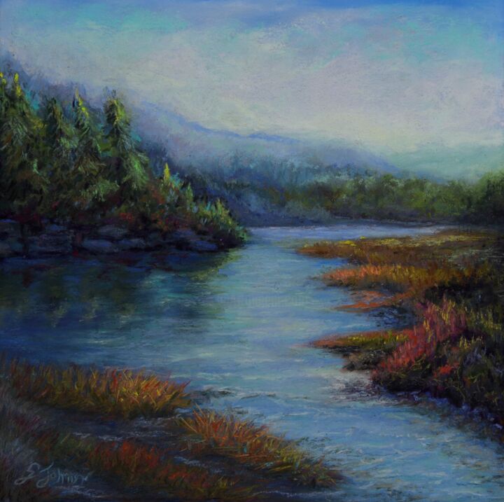 Painting titled "Quite Morning" by Susan Frances Johnson, Original Artwork, Pastel Mounted on Other rigid panel