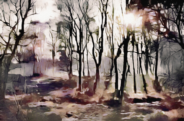 Digital Arts titled "Spring Morning Mist" by Susan Maxwell Schmidt, Original Artwork, Digital Painting
