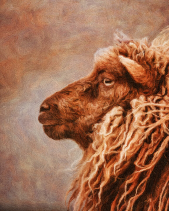 Цифровое искусство под названием "Icelandic Sheep" - Susan Maxwell Schmidt, Подлинное произведение искусства, Цифровая живоп…