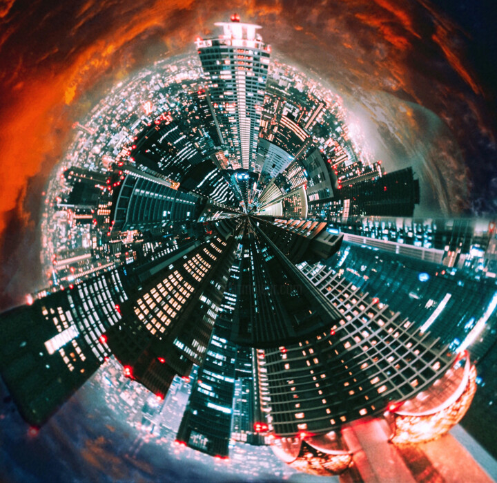 Photography titled "Tokyo Tiny Planet" by Susan Maxwell Schmidt, Original Artwork, Manipulated Photography