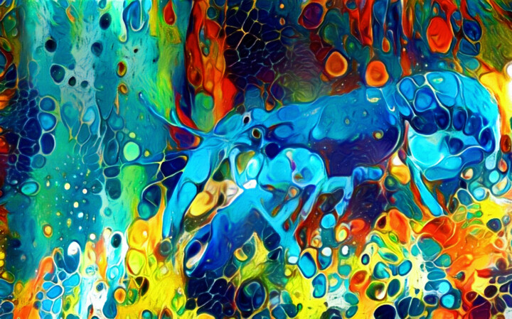 Arts numériques intitulée "Blue Lobster - Crea…" par Susan Maxwell Schmidt, Œuvre d'art originale, Peinture numérique