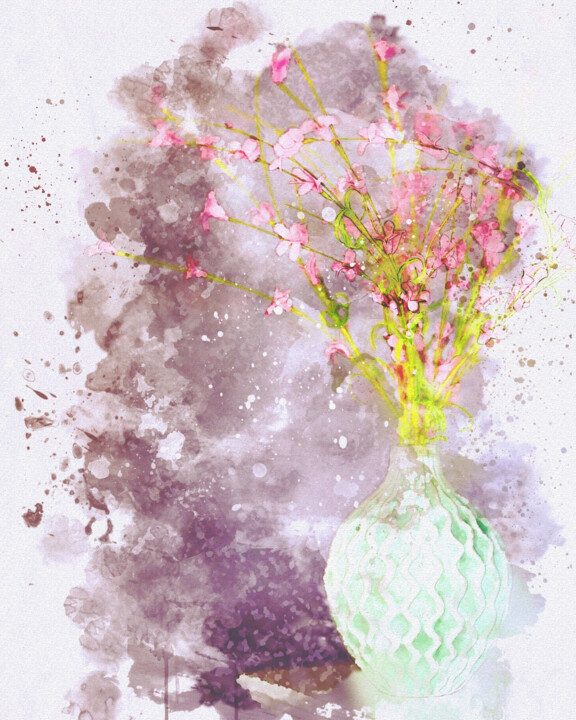 Digital Arts titled "Floral Still Life i…" by Susan Maxwell Schmidt, Original Artwork, Digital Painting
