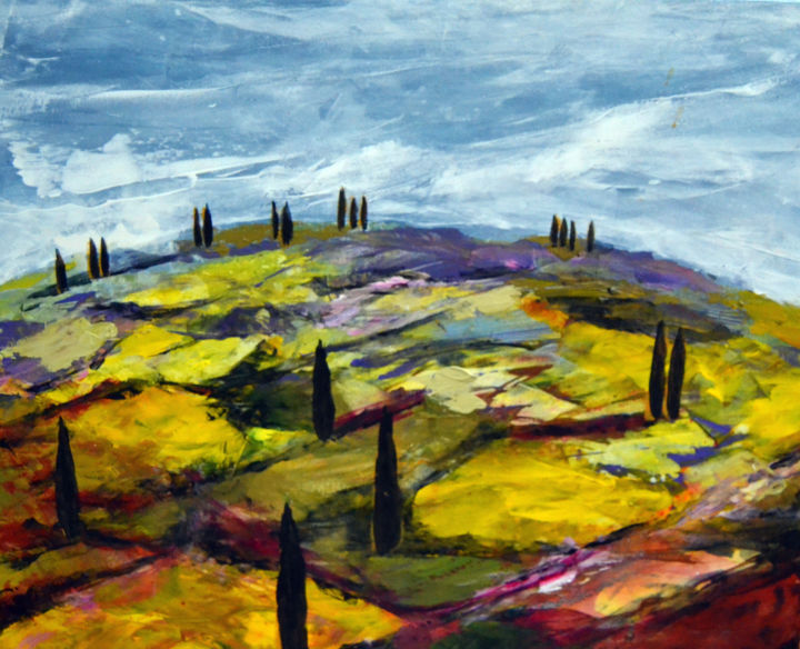 Pittura intitolato "Sunflowers changing…" da Susan Monk, Opera d'arte originale, Acrilico