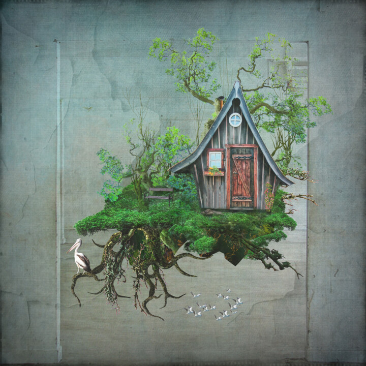 「Floating home with…」というタイトルのデジタルアーツ Susan Van Wykによって, オリジナルのアートワーク, 2Dデジタルワーク