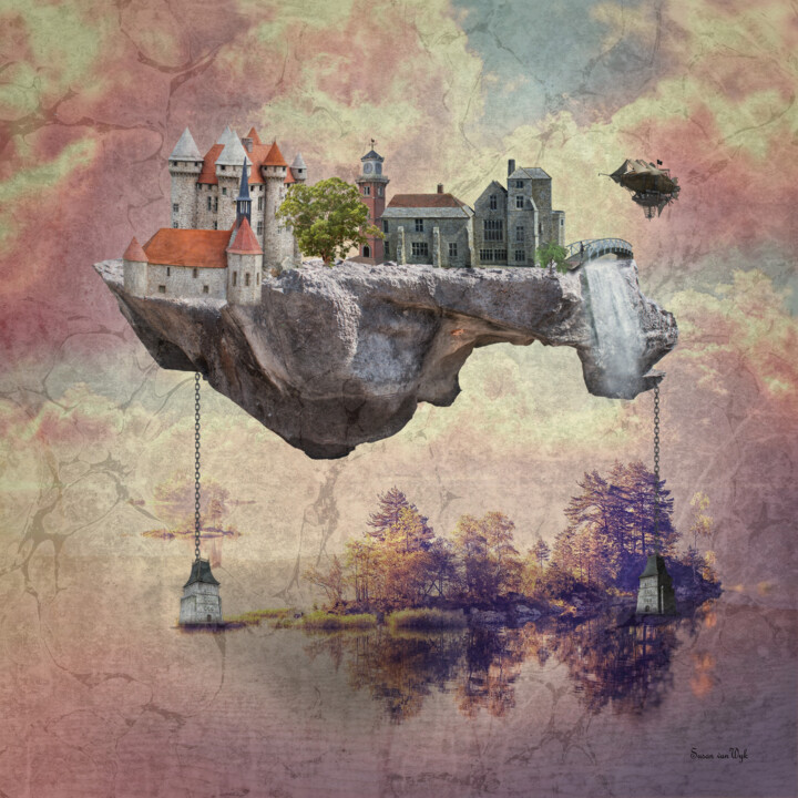 「Floating Rocks」というタイトルのデジタルアーツ Susan Van Wykによって, オリジナルのアートワーク, 2Dデジタルワーク