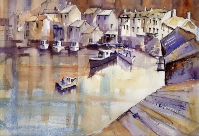 Картина под названием "A POLPERRO PANORAMA" - Susan Shaw, Подлинное произведение искусства