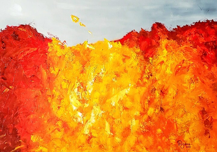 Pintura intitulada "Universo en llamas" por Susana Pagano, Obras de arte originais, Óleo