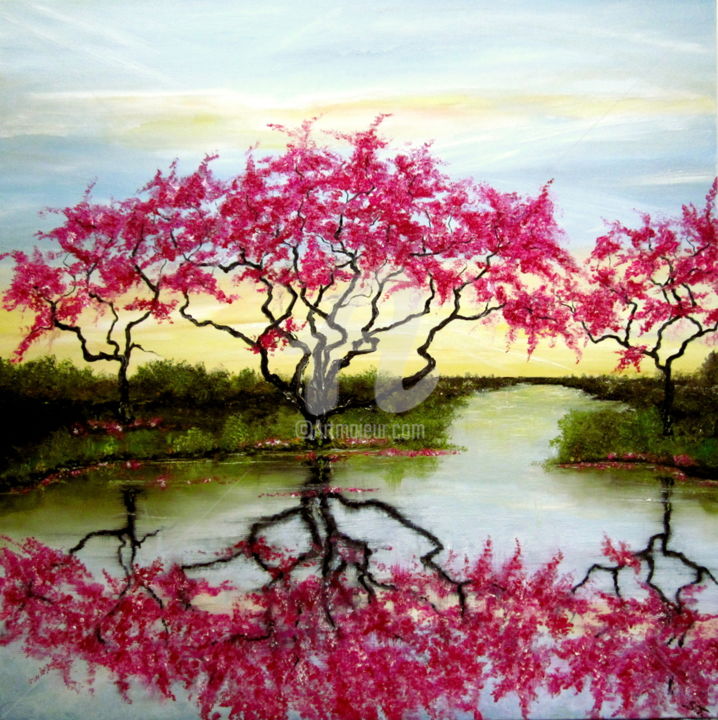 Peinture intitulée "The flowery Trees" par Susanart, Œuvre d'art originale, Huile