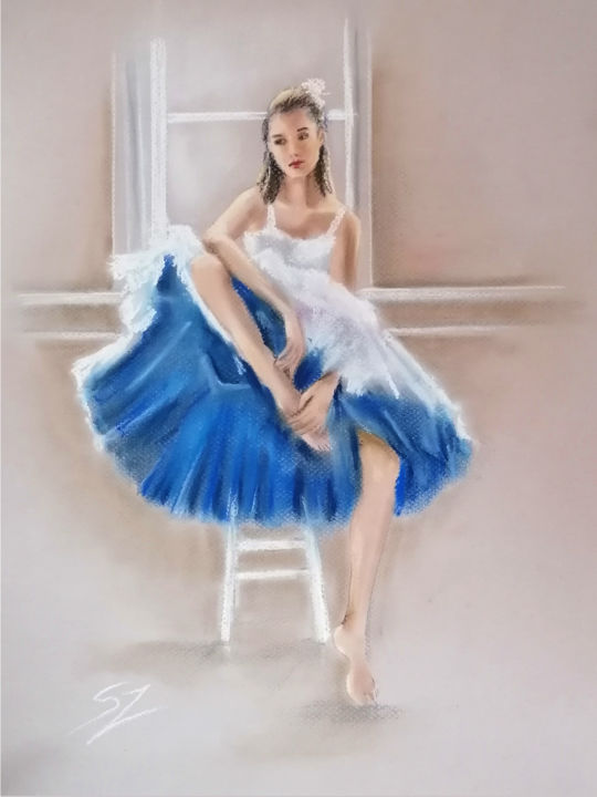 Painting titled "Ballet dancer 53" by Susana Zarate, Original Artwork, Pastel