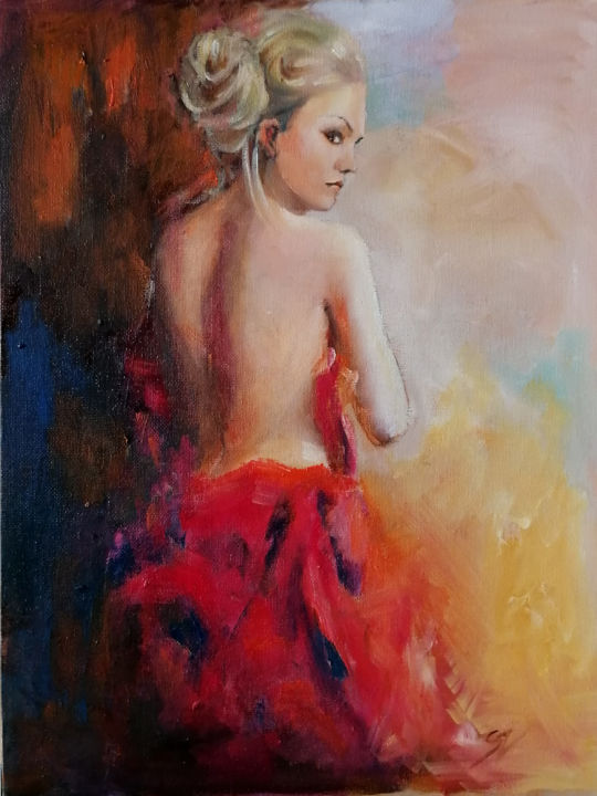 Painting titled "The Model" by Susana Zarate, Original Artwork, Oil