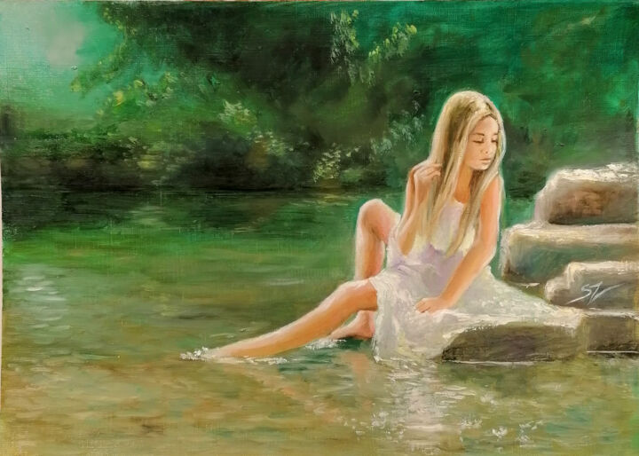 绘画 标题为“Girl on the river” 由Susana Zarate, 原创艺术品, 油