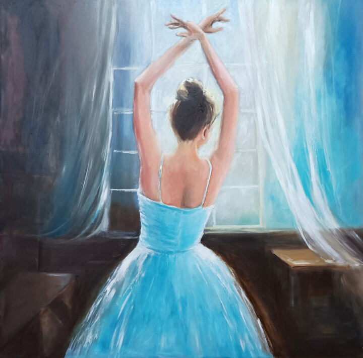 Painting titled "Ballet dancer in bl…" by Susana Zarate, Original Artwork, Oil
