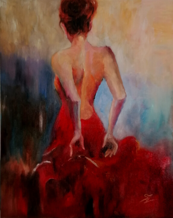 Painting titled "Flamenco dancer 24-1" by Susana Zarate, Original Artwork, Oil