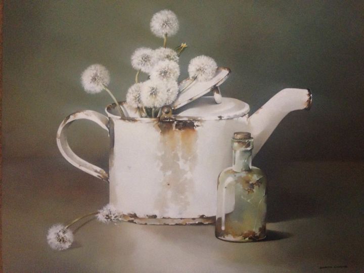 Картина под названием "Watering Wishes" - Susan Cairns, Подлинное произведение искусства, Масло