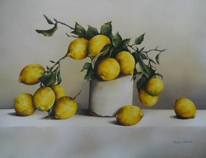 Картина под названием "Lemon Bouquet" - Susan Cairns, Подлинное произведение искусства, Масло