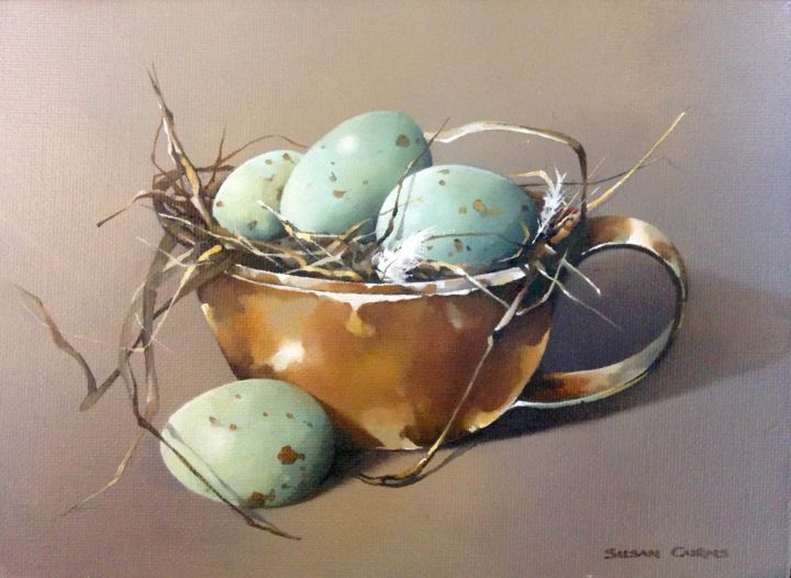 Картина под названием "Egg Cup" - Susan Cairns, Подлинное произведение искусства, Масло