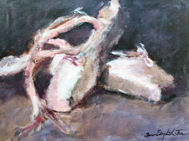 Malerei mit dem Titel "Ballet Slippers" von Susan E Jones, Original-Kunstwerk, Acryl