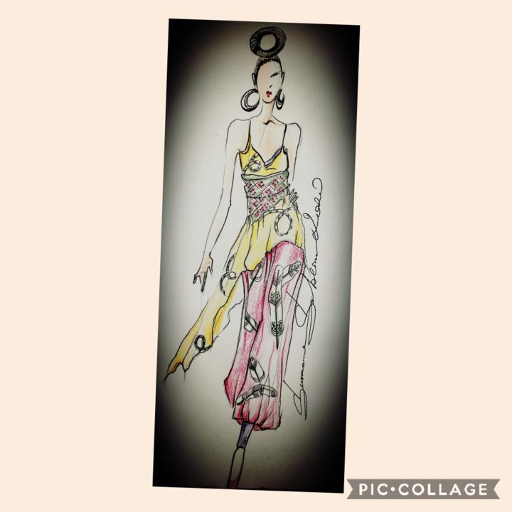 Dibujo titulada "Fashion sketch" por Susanna Sablina, Obra de arte original, Lápiz