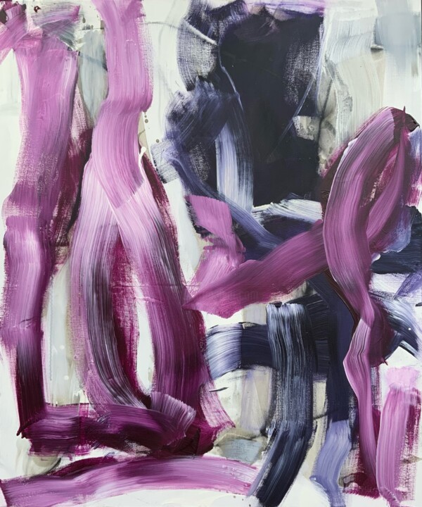 Painting titled "Freaky Purple" by Susanne Kirsch, Original Artwork, Acrylic Mounted on Wood Stretcher frame