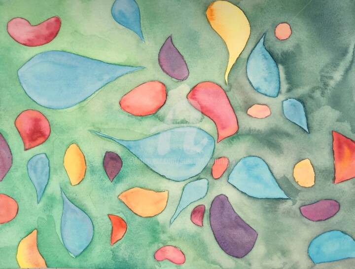 Peinture intitulée "april1" par Susanne Portmann, Œuvre d'art originale, Aquarelle