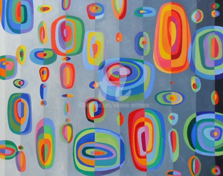 Painting titled "rainy days alias gr…" by Susanne Portmann, Original Artwork