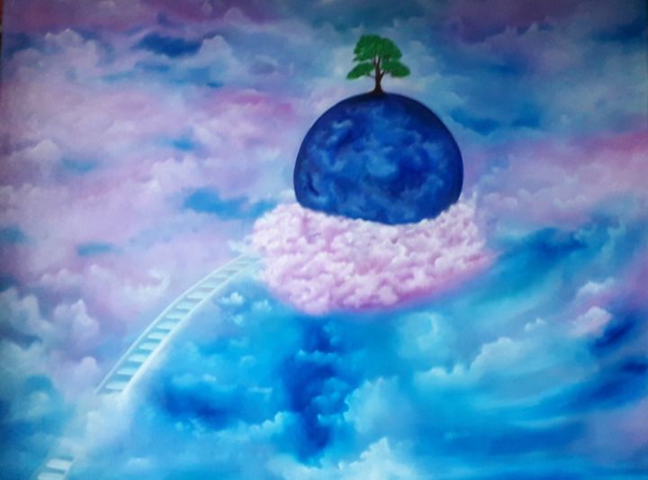 Painting titled "Meine kleine Welt" by Susanne Rottmann, Original Artwork, Oil