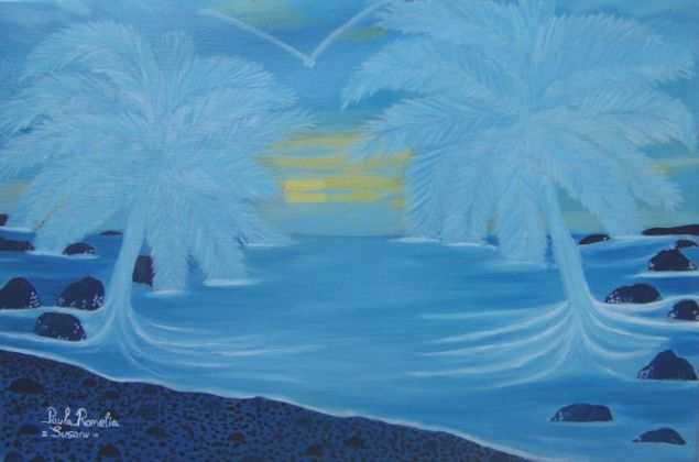 Painting titled "MAGIC SEA" by Paula Romelia Susanu, Original Artwork, Oil