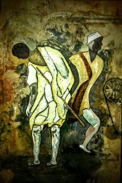 Peinture intitulée "Dandi march" par Susheel Kumar Gotla, Œuvre d'art originale, Acrylique