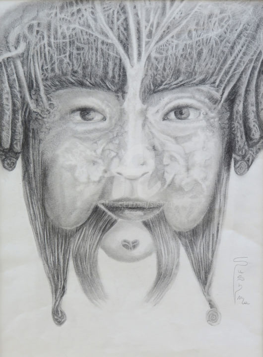 Drawing titled "Artesis" by Sushma Legendre Mcintosh, Original Artwork, Pencil
