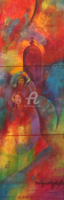 Peinture intitulée "Femmes Touaregs" par Sushma Legendre Mcintosh, Œuvre d'art originale