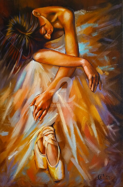 Malarstwo zatytułowany „Ballerina Graceful…” autorstwa Helena Suslova, Oryginalna praca, Olej