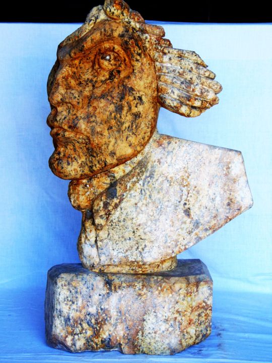 Sculpture titled "Génio" by Susoescultordapedra, Original Artwork, Stone