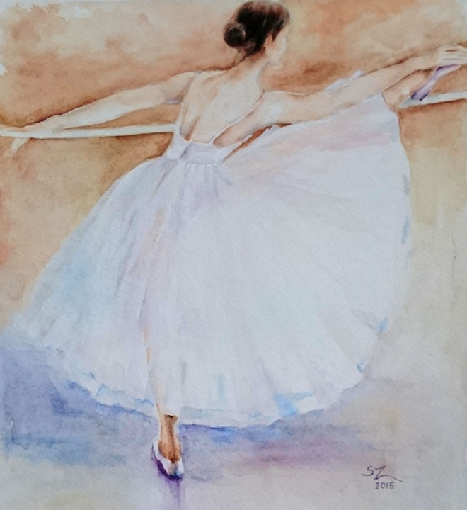 Painting titled "Ballet dancer in a…" by Susana Zarate, Original Art, Watercolor