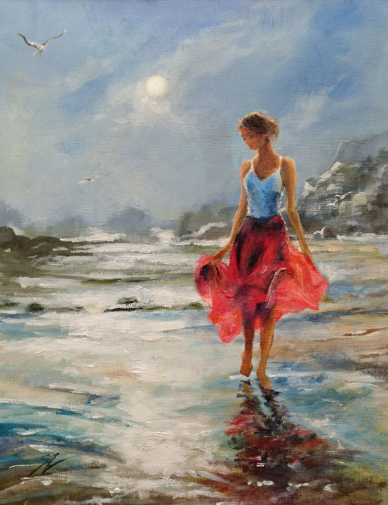 Painting titled "Gaviota" by Susana Zarate, Original Art, Oil