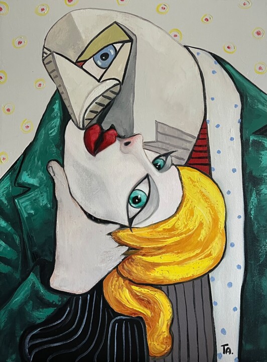 Картина под названием "A passionate embrace" - Ta Byrne, Подлинное произведение искусства, Масло