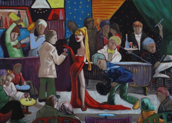 Malarstwo zatytułowany „The sax player” autorstwa Ta Byrne, Oryginalna praca, Olej