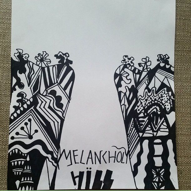 Drawing titled "Melancholy Hill" by Suthiphasin Sakdisin, Original Artwork