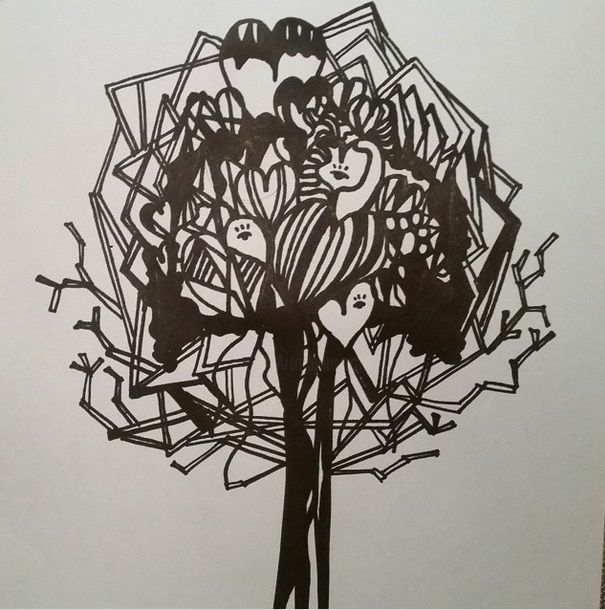 Drawing titled "Tree of love" by Suthiphasin Sakdisin, Original Artwork