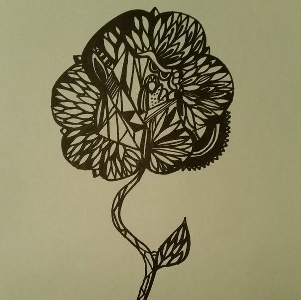 Drawing titled "Abstract flower" by Suthiphasin Sakdisin, Original Artwork