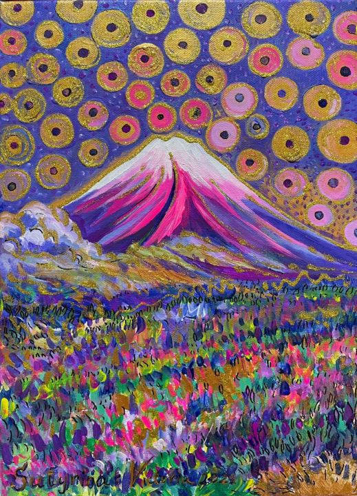 Painting titled "Money's Fudji Mount…" by Sutyrina Viktoriia, Original Artwork, Acrylic