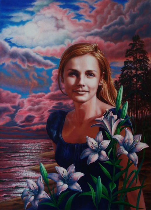 Painting titled "Марина, marina, МАР…" by Sergey Suvorov, Original Artwork, Acrylic