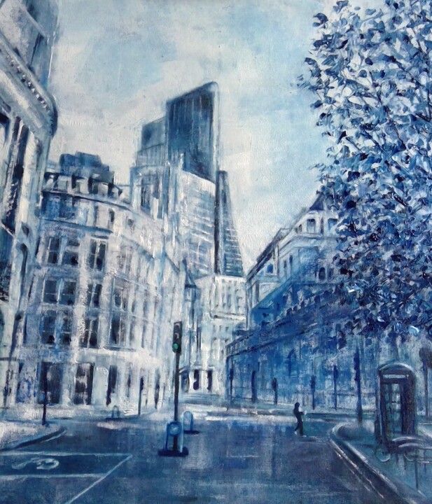 Painting titled "London in April 2020" by Suzanne B Gibbs, Original Artwork, Oil