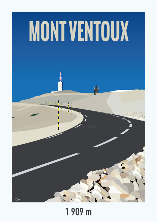 Digitale Kunst mit dem Titel "MONT VENTOUX" von Suzanne Bolze, Original-Kunstwerk, 2D digitale Arbeit