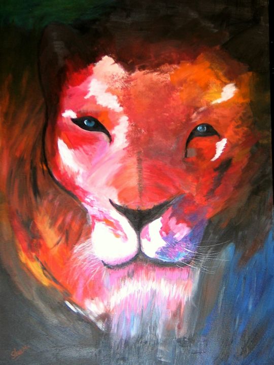 Painting titled "109-lion-lumineux-2…" by Suzanne Leseve, Original Artwork